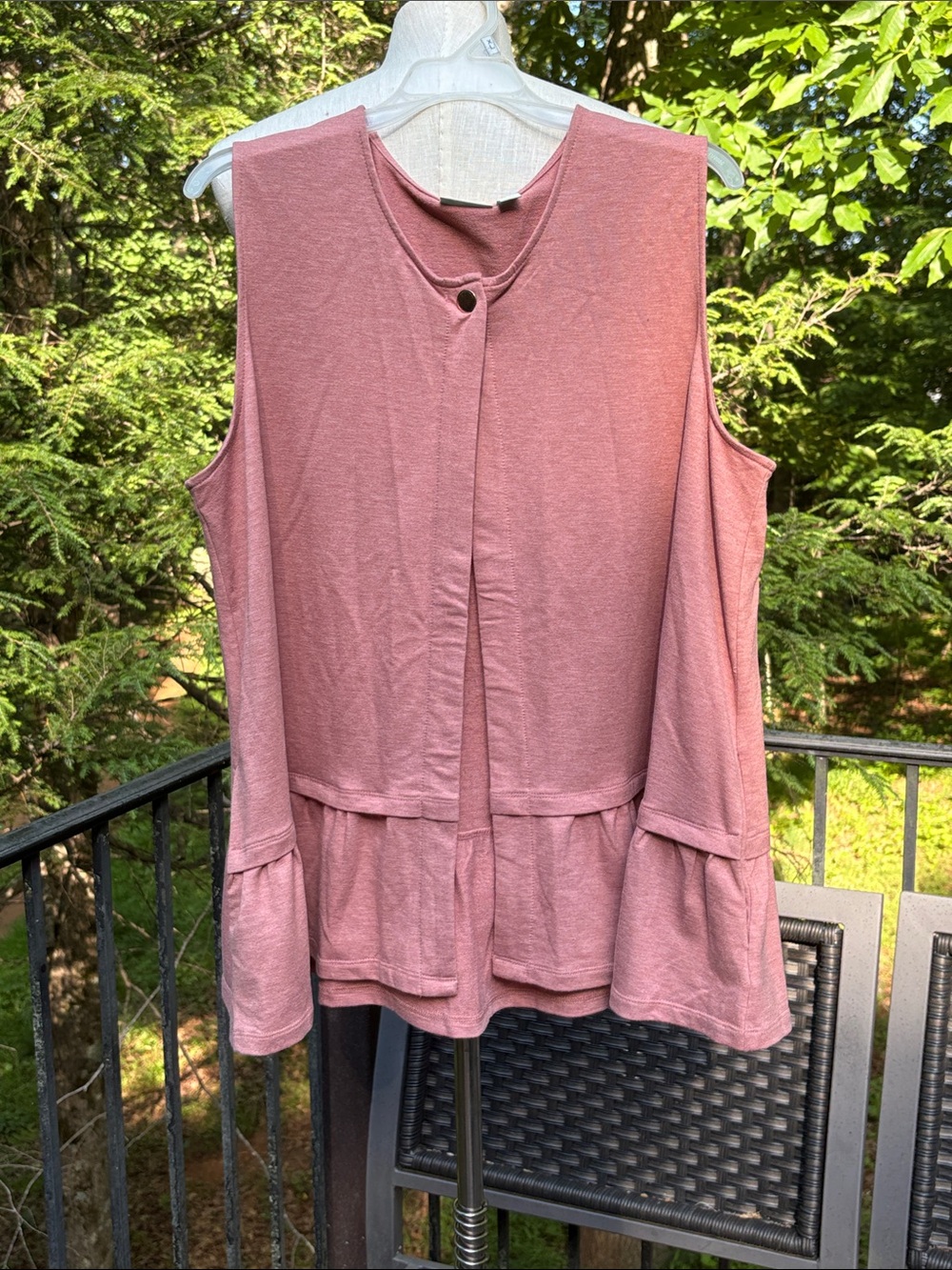 Logo Lounge Sleeveless Layered Peplum Top - Dusty Rose sz XL